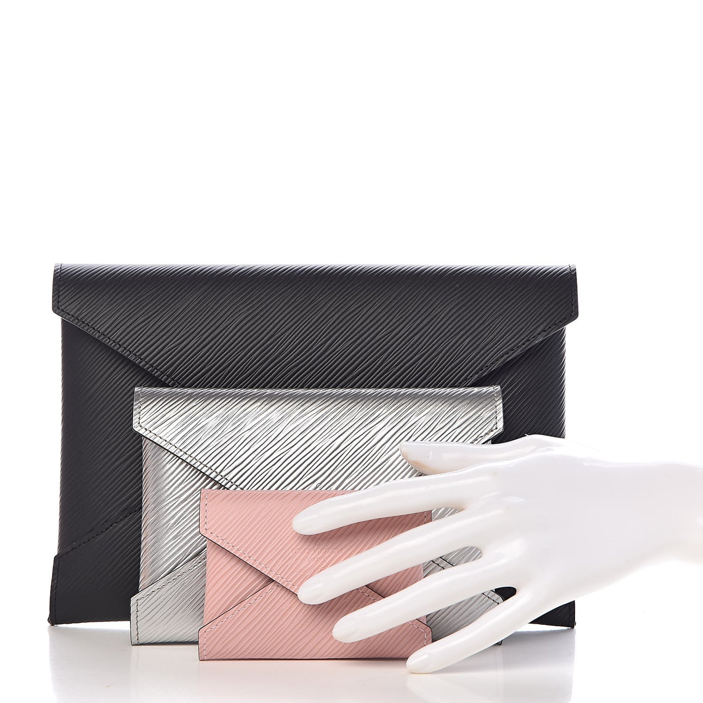 Epi Kirigami Pochette Set Black Silver Rose Ballerine