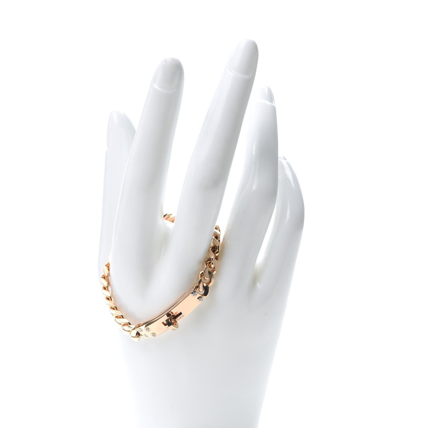 Hermes 18K Rose Gold Diamond PM Kelly Chaine Bracelet XS 2 of 5