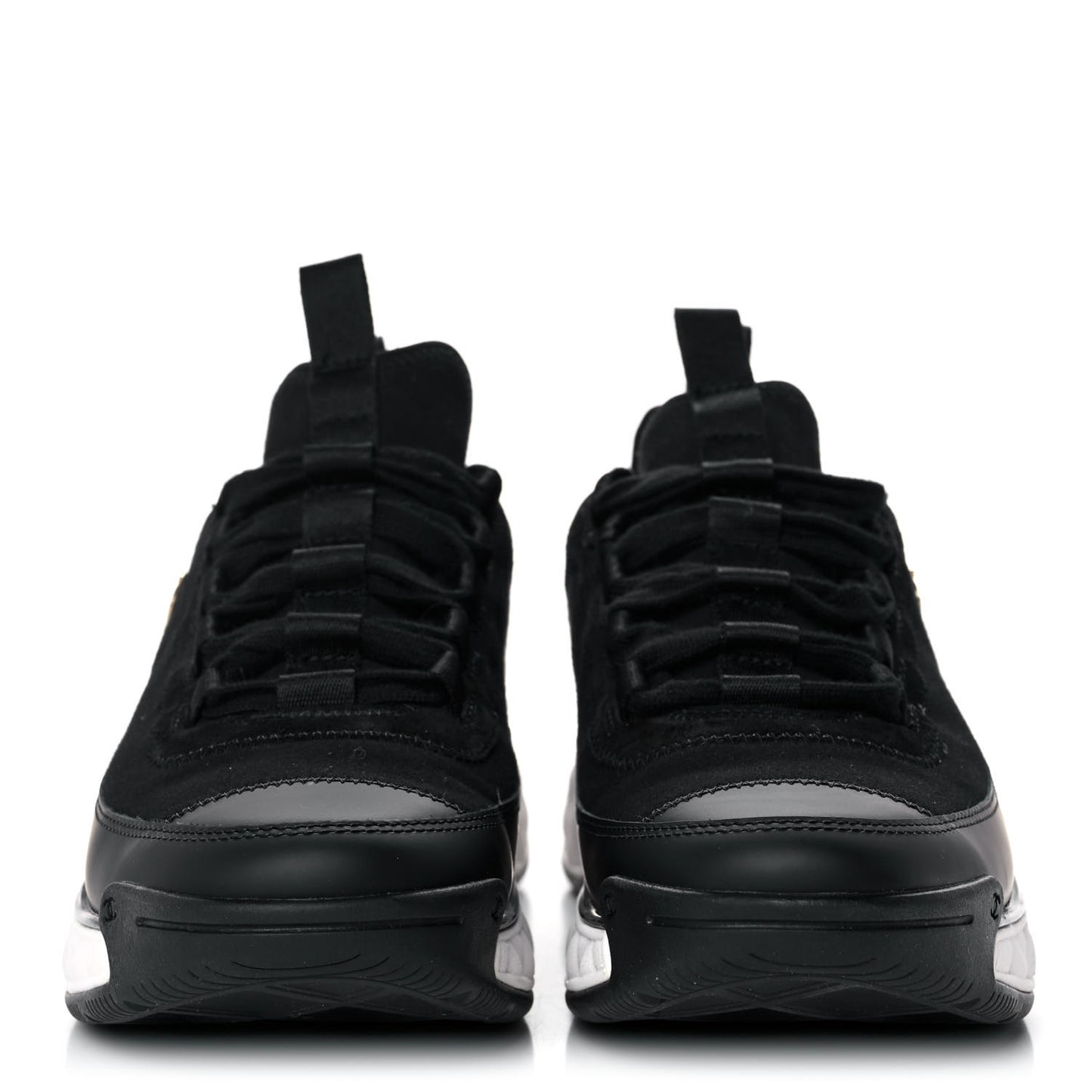 Velvet Calfskin Mixed Fibers CC Sneakers 38 Black