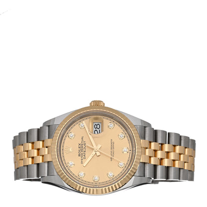 Rolex Stainless Steel 18K Yellow Gold Diamond 36mm Oyster Perpetual Datejust Watch Champagne 126233 2 of 5