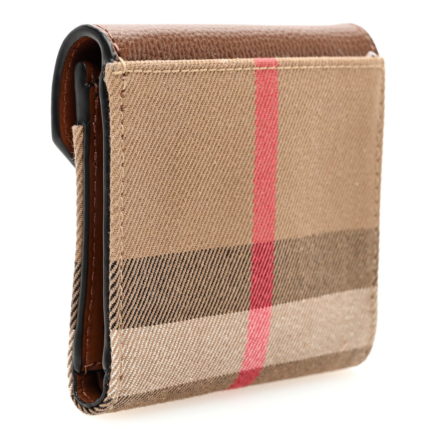 Grainy Calfskin Vintage Check Lila Tri-Fold Wallet Tan