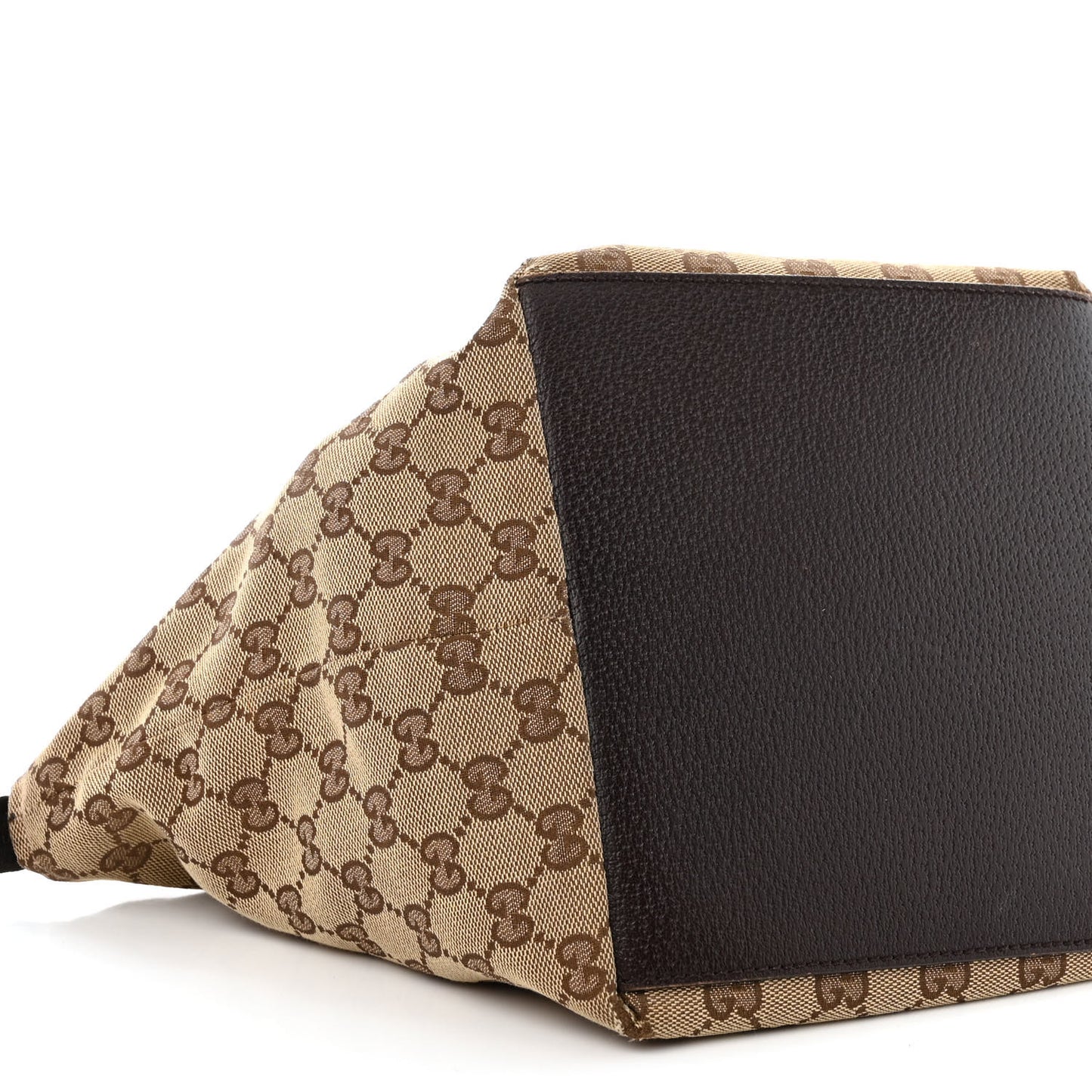 GG Monogram Small Web Handle Bucket Tote Dark Brown