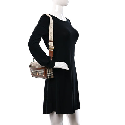 Burberry Coated Canvas Calfskin Vintage Check Medium Note Crossbody Bag Brown 2 of 8