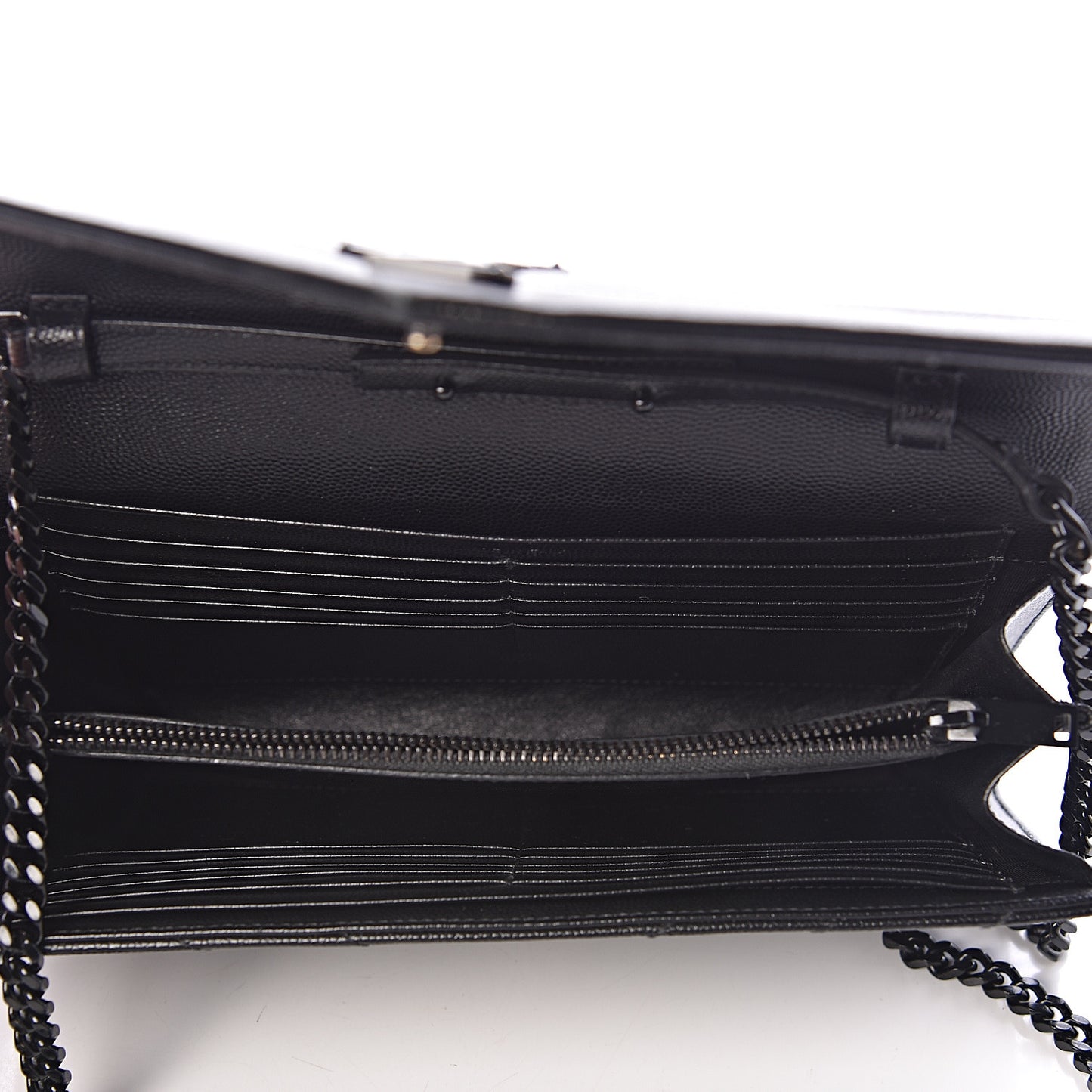 Grain De Poudre Matelasse Chevron Monogram Chain Wallet Black