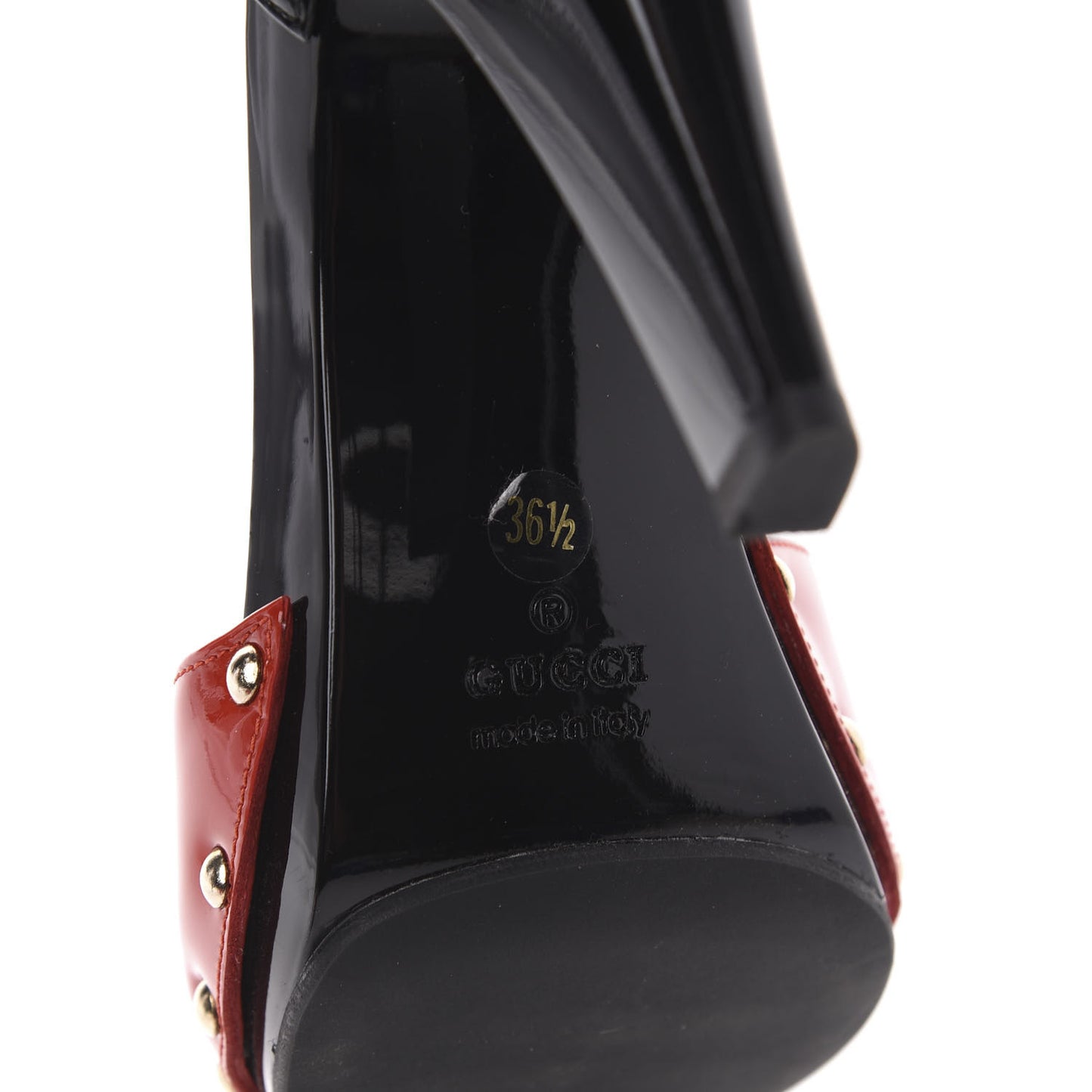 Patent Horsebit Peep Toe Heels 36.5 Black Red