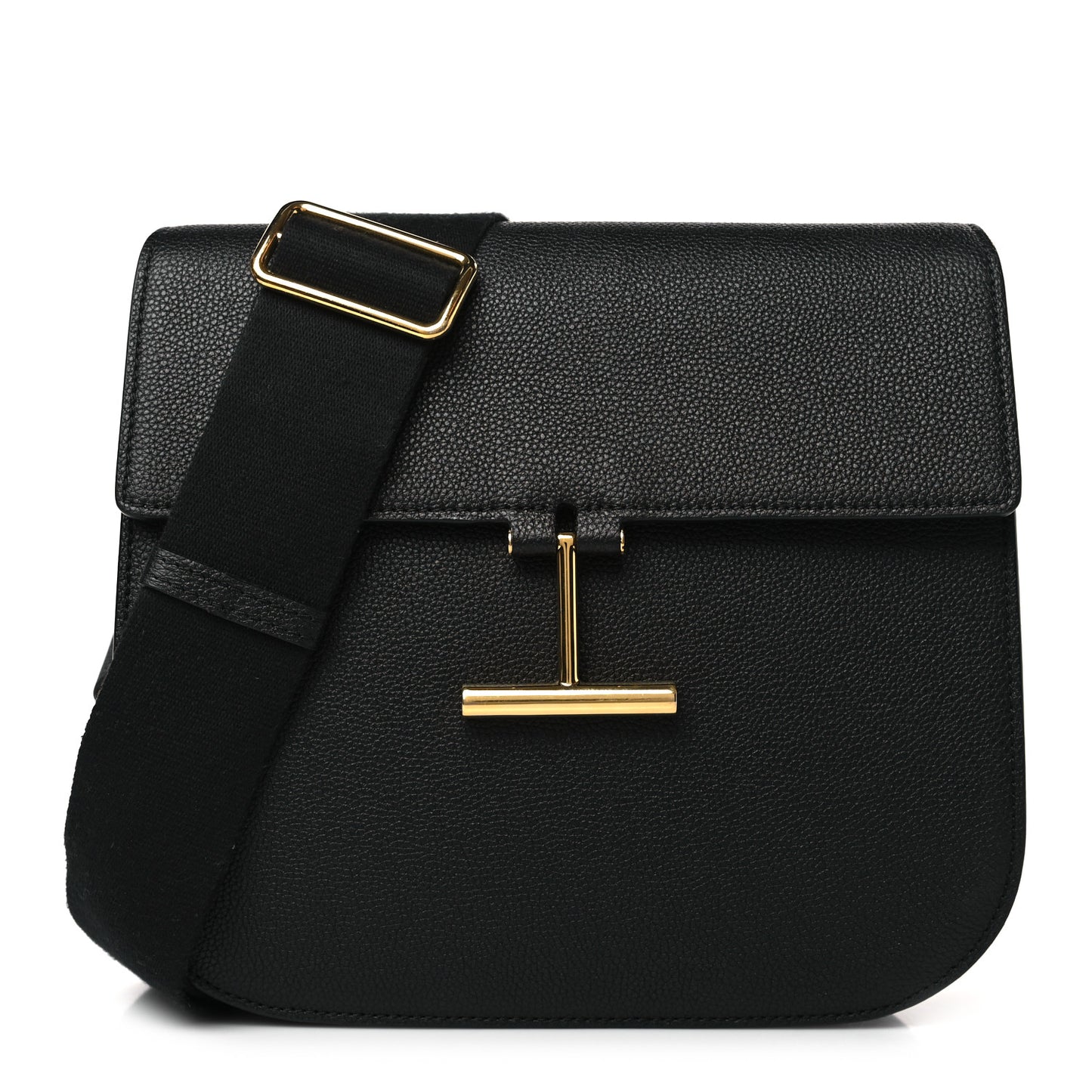 Calfskin Small T Clasp Tara Crossbody Bag Black