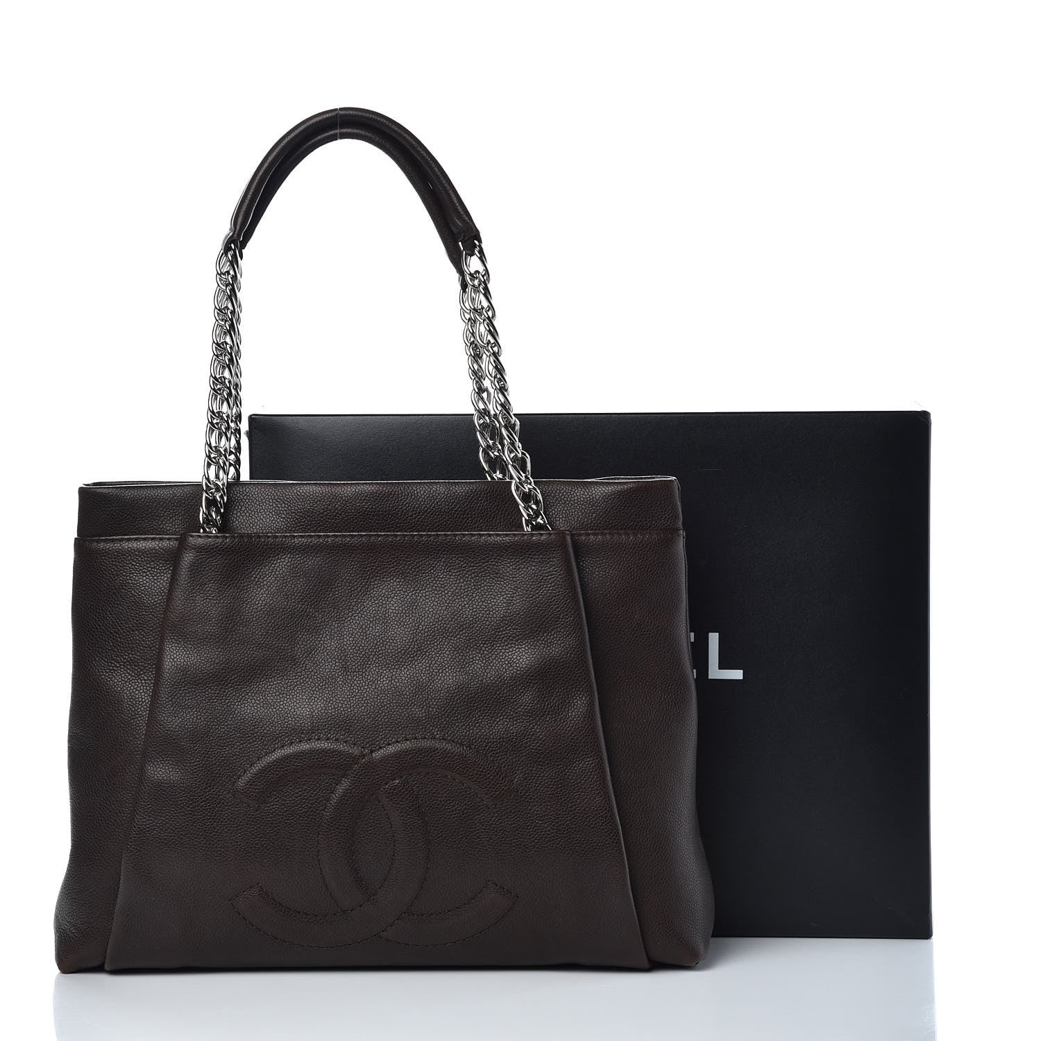 Chanel Caviar Large CC Tuck Tote Dark Brown 17 of 17