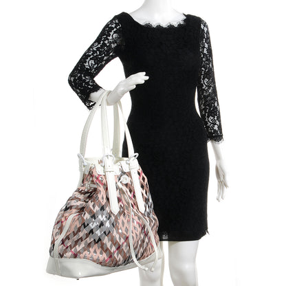 Burberry Supernova Check Net Drawstring Bag White 2 of 7