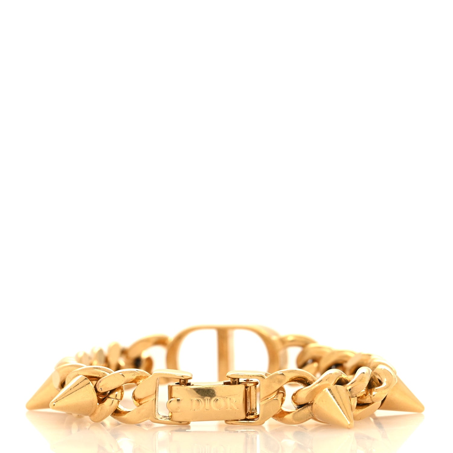 Christian Dior Metal Petit CD Spikes Chain Bracelet Gold 3 of 4