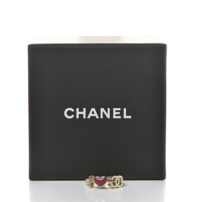 Chanel Enamel I Heart CC Ring 5.5 Gold Dark Red 6 of 6
