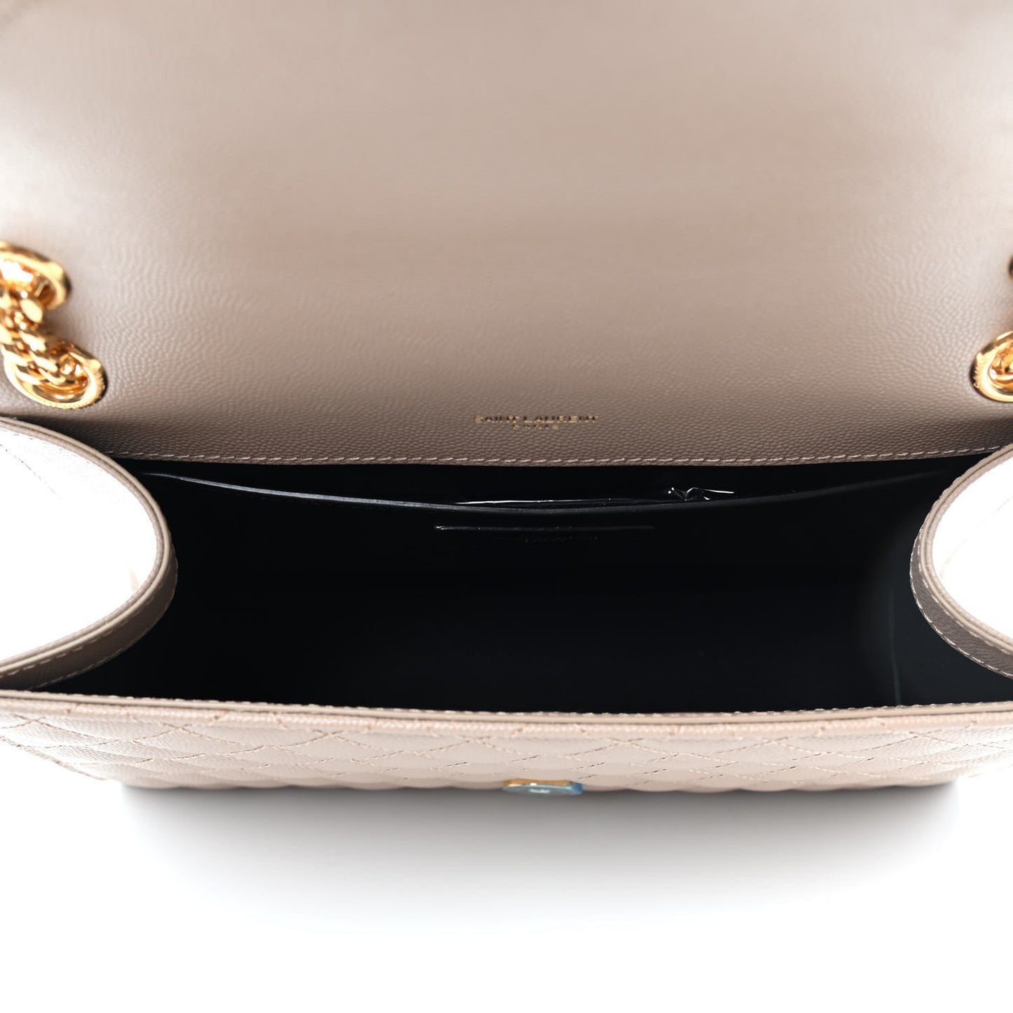 Grain De Poudre Textured Mixed Matelasse Medium Triquilt Monogram Satchel Dark Beige