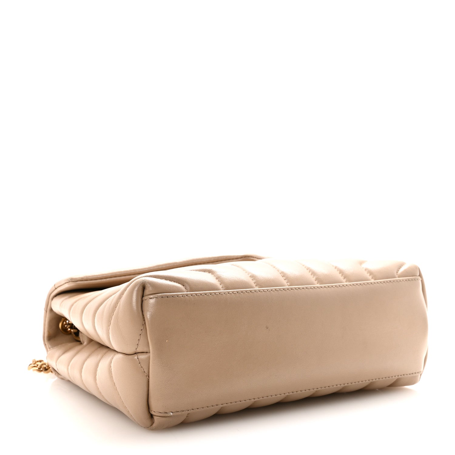 Saint Laurent Calfskin Y Quilted Monogram Small Loulou Chain Satchel Dark Beige 4 of 9