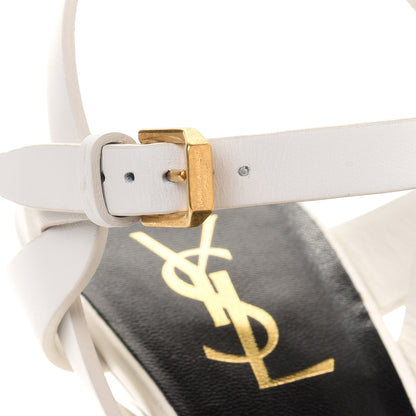 Saint Laurent Calfskin Tribute 75 Platform Sandals 40 White 9 of 12