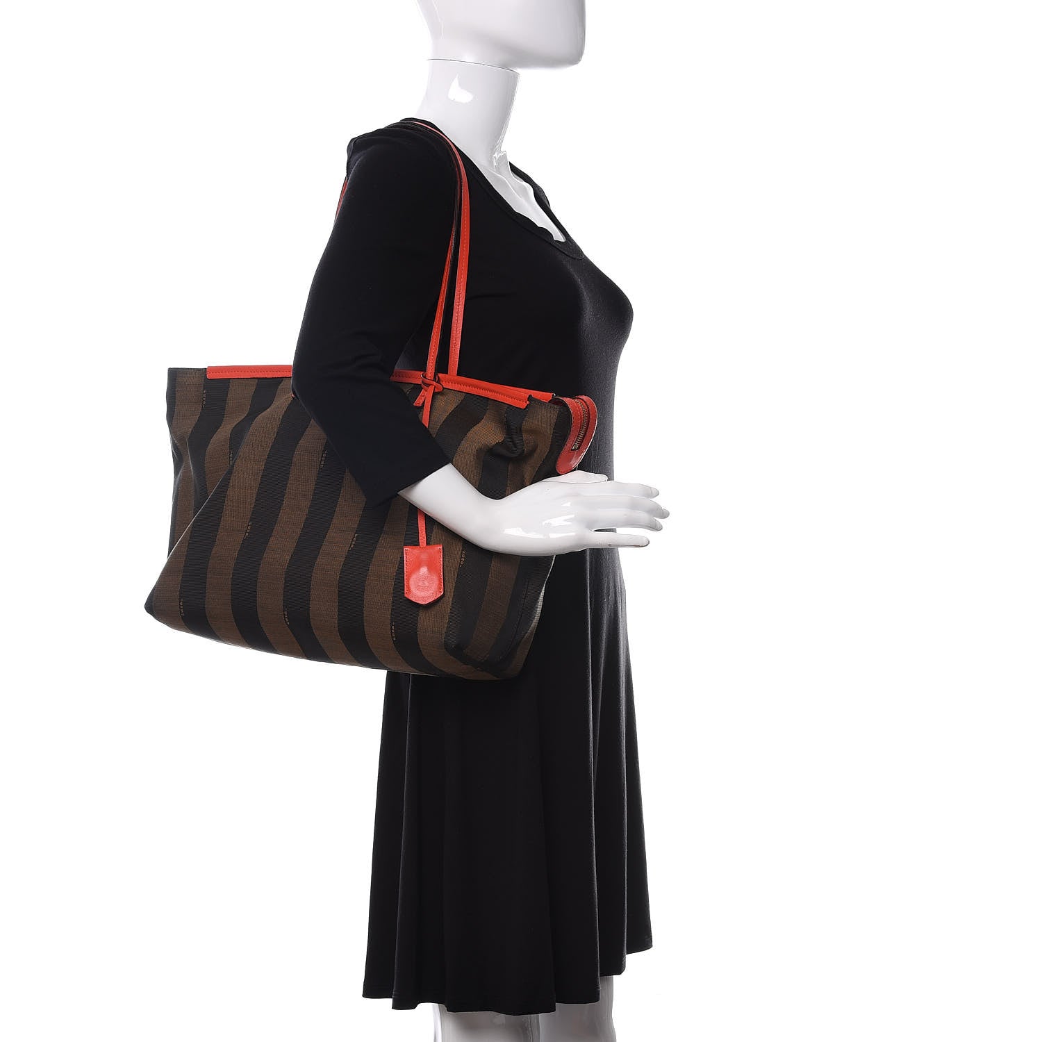 Fendi Pequin Vitello Roll Tote Tobacco Papavero 2 of 13