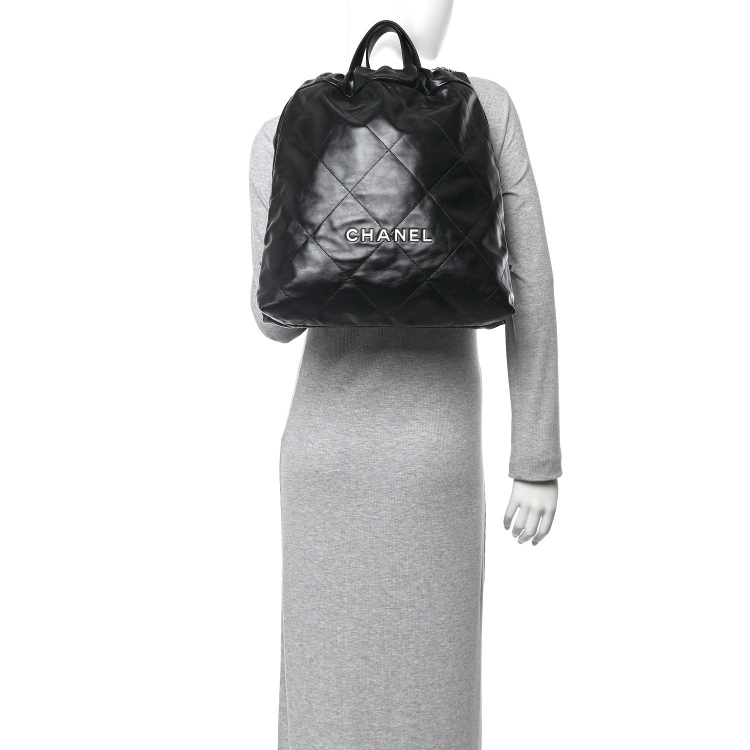 Chanel Shiny Calfskin Quilted Chanel 22 Backpack Black 2 of 10