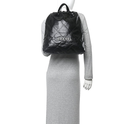 Chanel Shiny Calfskin Quilted Chanel 22 Backpack Black 2 of 10