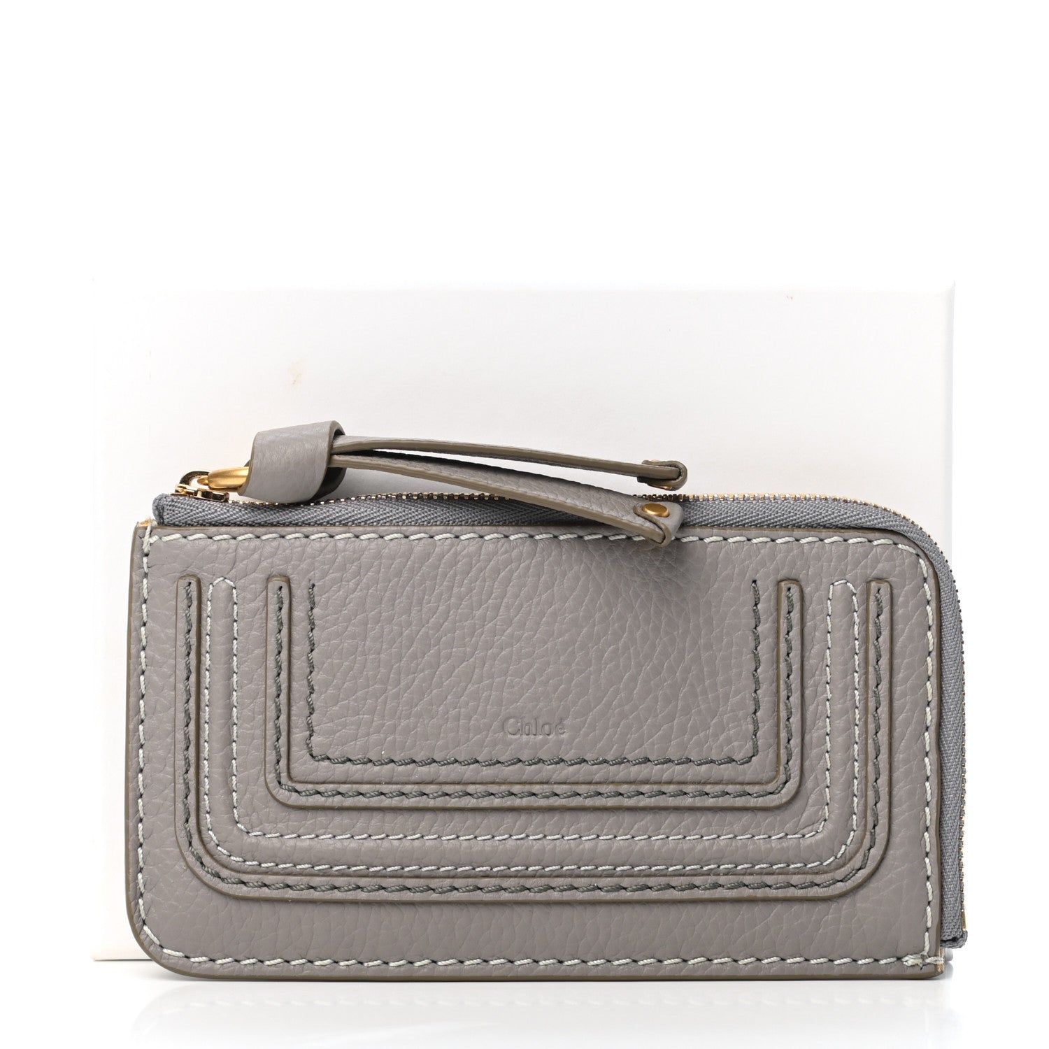 Chloe Grained Calfskin Medium Marcie Zip Card Holder Cashmere Grey 7 of 7
