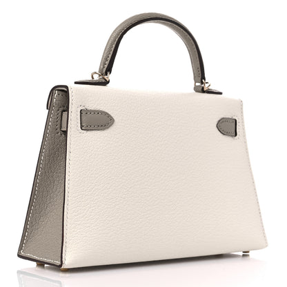 Hermes Chevre Mysore Horseshoe Mini Kelly Sellier 20 Craie Gris Asphalte 2 of 8