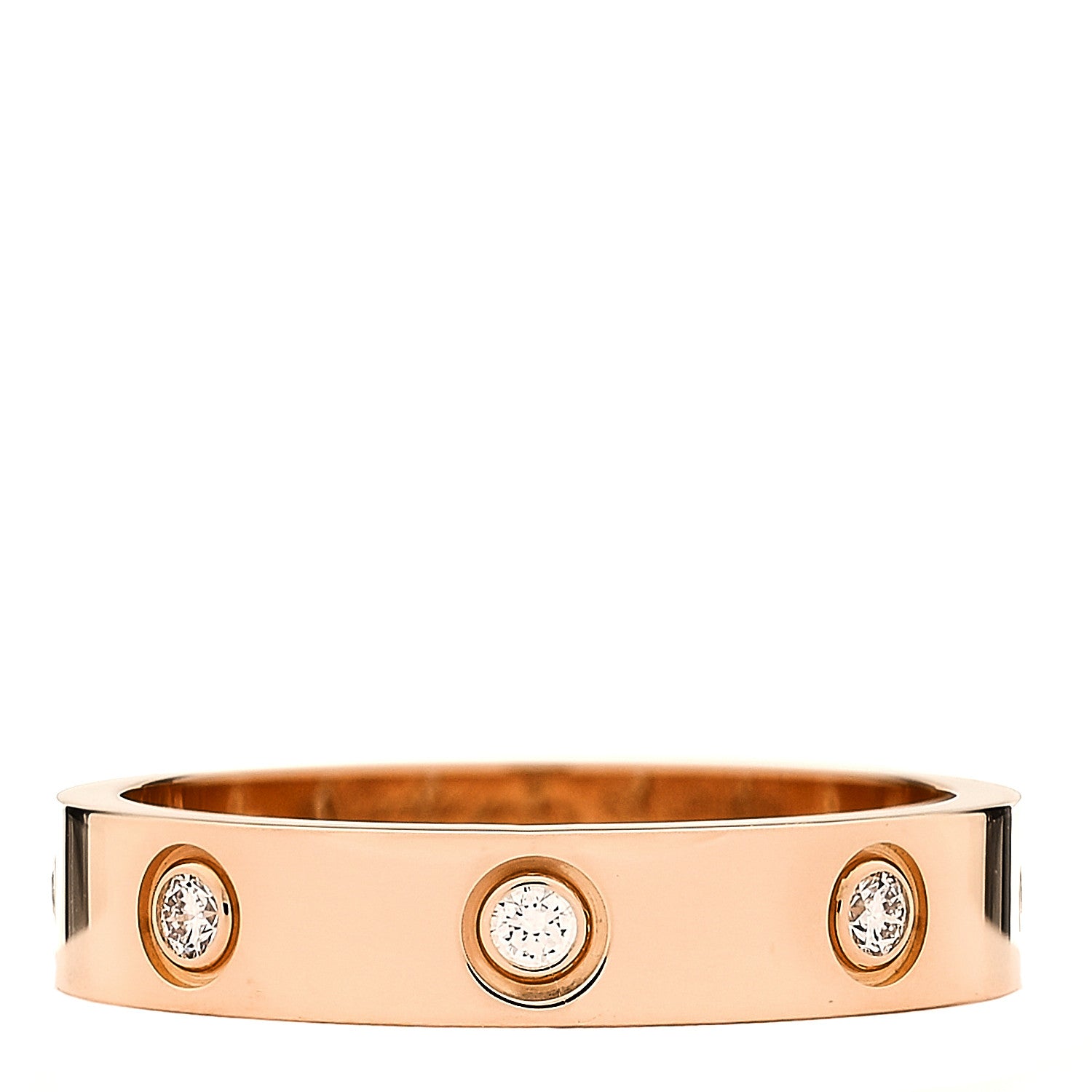 Cartier 18K Pink Gold 8 Diamond 4mm LOVE Wedding Band Ring 53 6.5 1 of 5