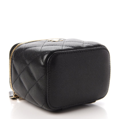 Chanel Caviar Quilted Mini Pearl On Top Vanity Case With Chain Black 4 of 11