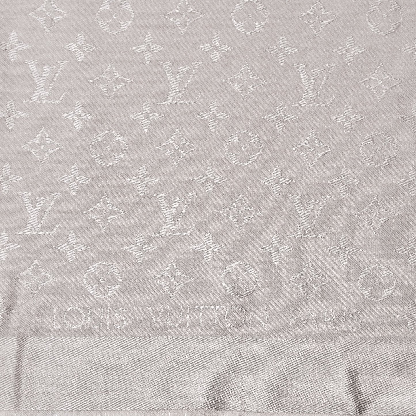 Silk Wool Monogram Shawl Greige