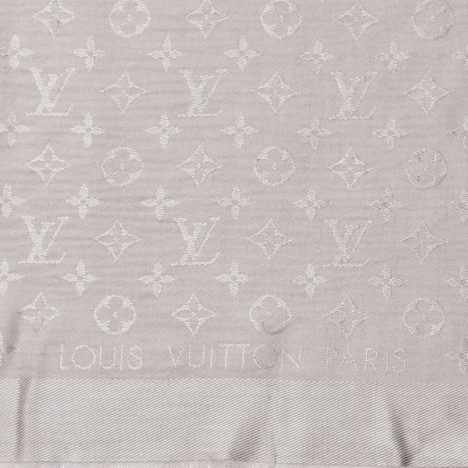 Louis Vuitton Silk Wool Monogram Shawl Greige 3 of 6