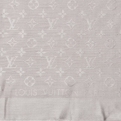 Louis Vuitton Silk Wool Monogram Shawl Greige 3 of 6