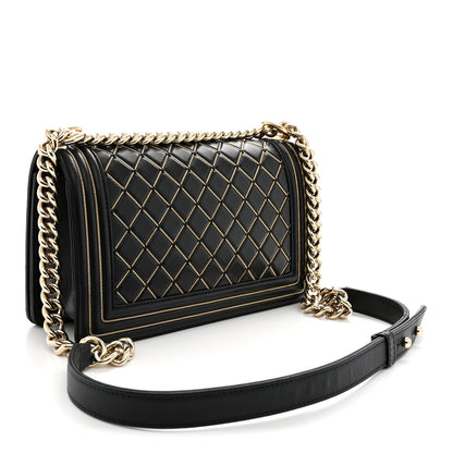 Chanel Lambskin Chain Quilted Medium Boy Flap Black 3 of 14