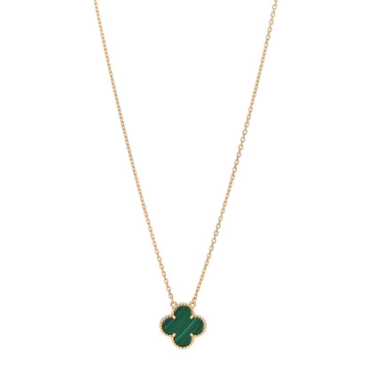 Van Cleef & Arpels 18K Yellow Gold Malachite Vintage Alhambra Pendant Necklace 1 of 3