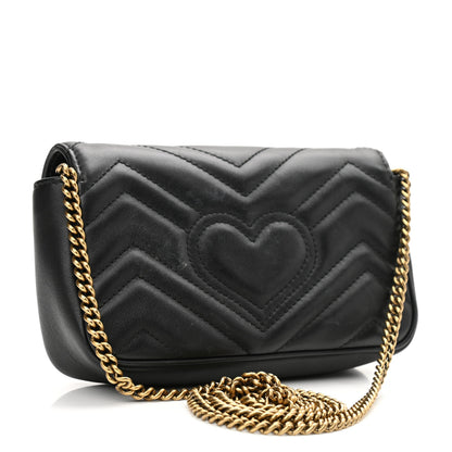 Gucci Calfskin Matelasse Super Mini GG Marmont Shoulder Bag Black 3 of 15