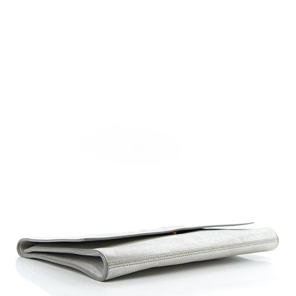 Saint Laurent Metallic Calfskin Monogram Large Belle De Jour Clutch Silver 4 of 9