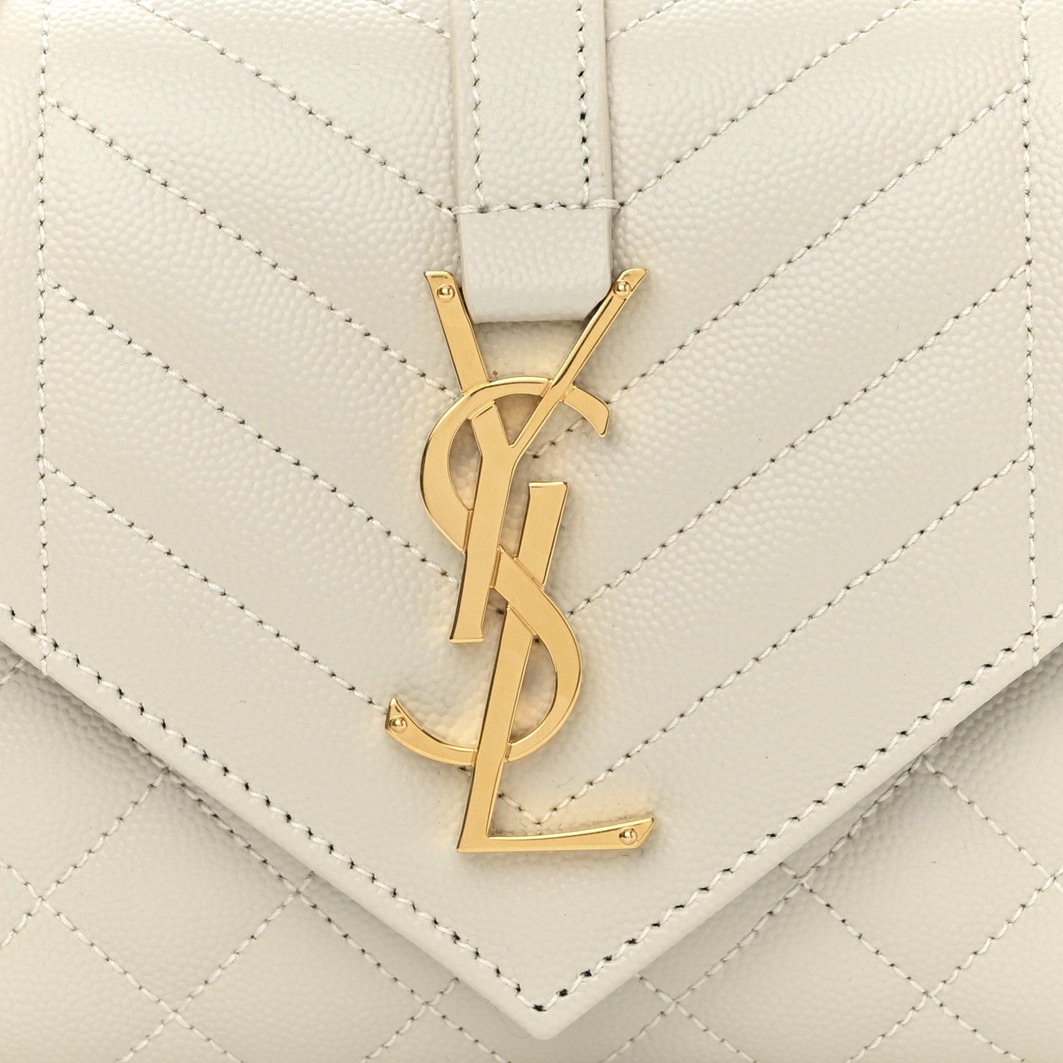 Saint Laurent Grain De Poudre Textured Mixed Matelasse Triquilt Small Monogram Satchel Crema Soft 8 of 10