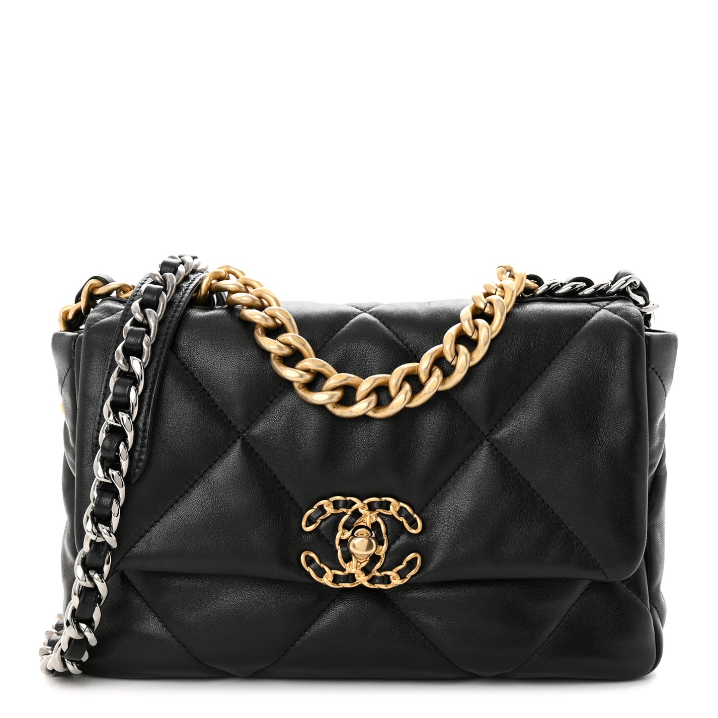 Lambskin Quilted Medium Chanel 19 Flap Black