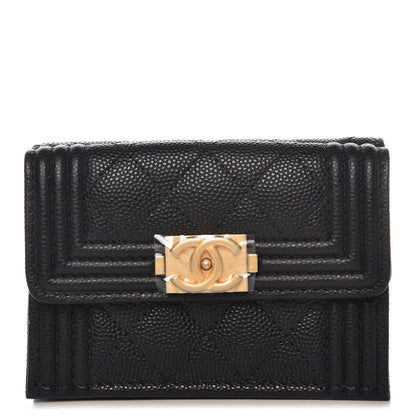 Chanel Caviar Quilted Small Boy Flap Wallet Black 1 of 9