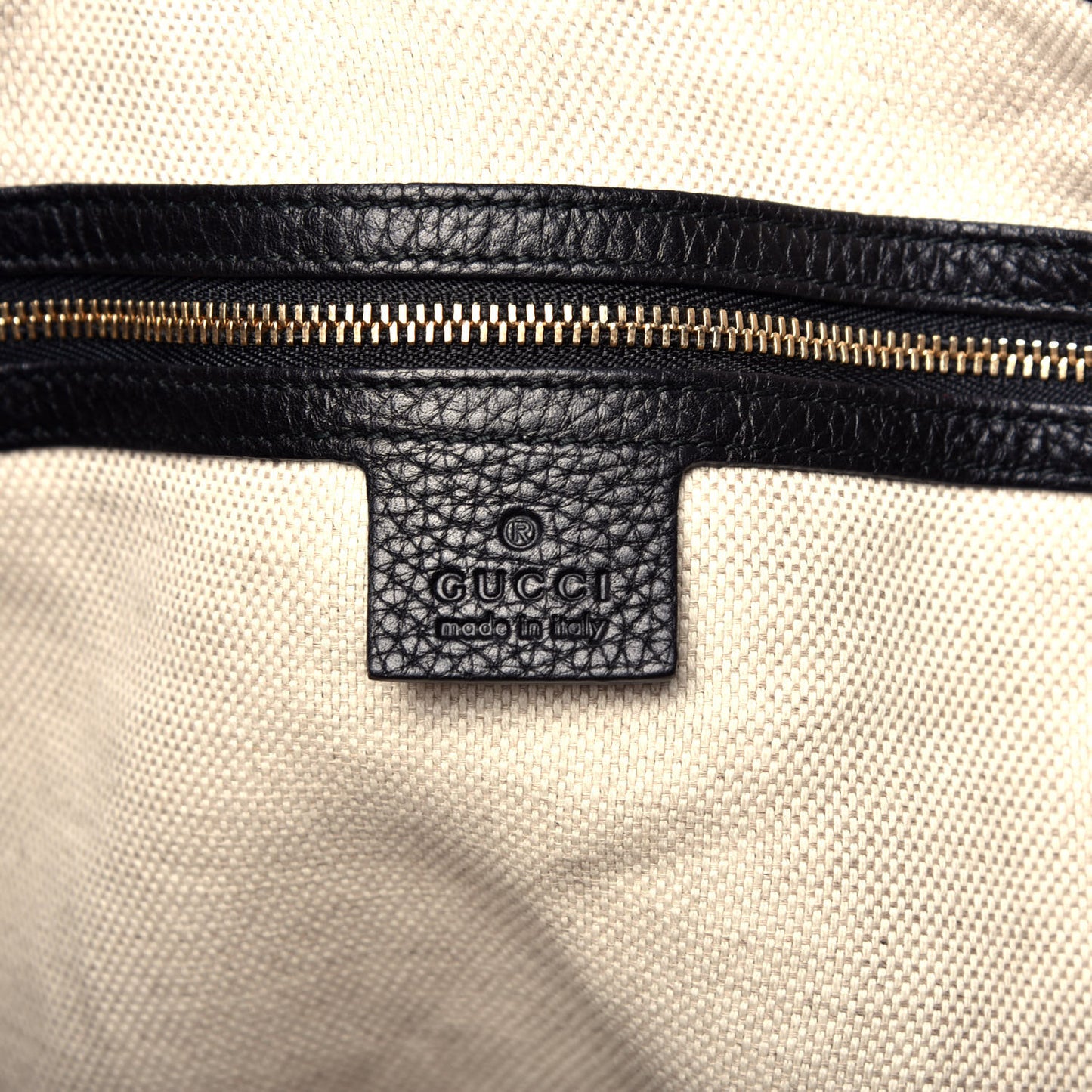 Pebbled Calfskin Medium Soho Shoulder Bag Black