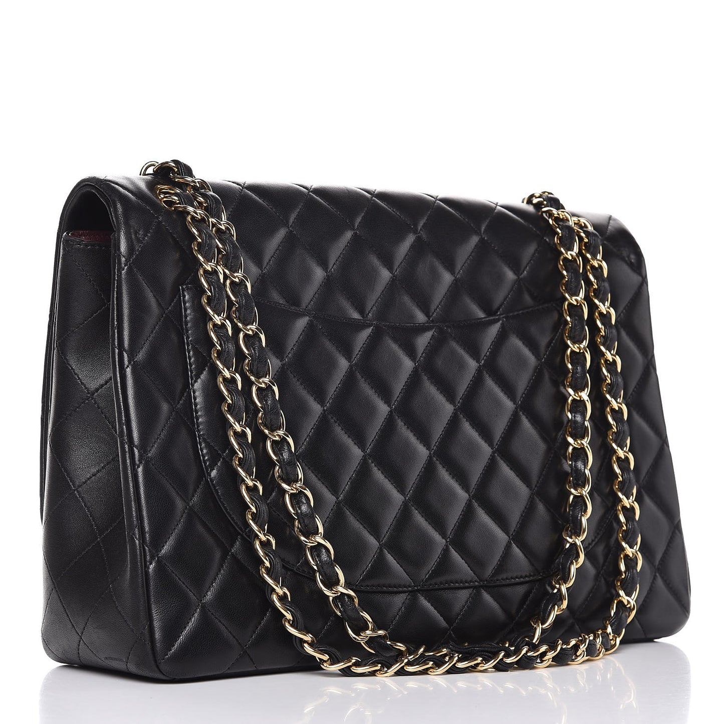 Lambskin Quilted Maxi Single Flap Black