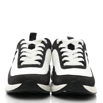 Chanel Nylon Suede Calfskin CC Sneakers 37 White Dark Grey 2 of 8