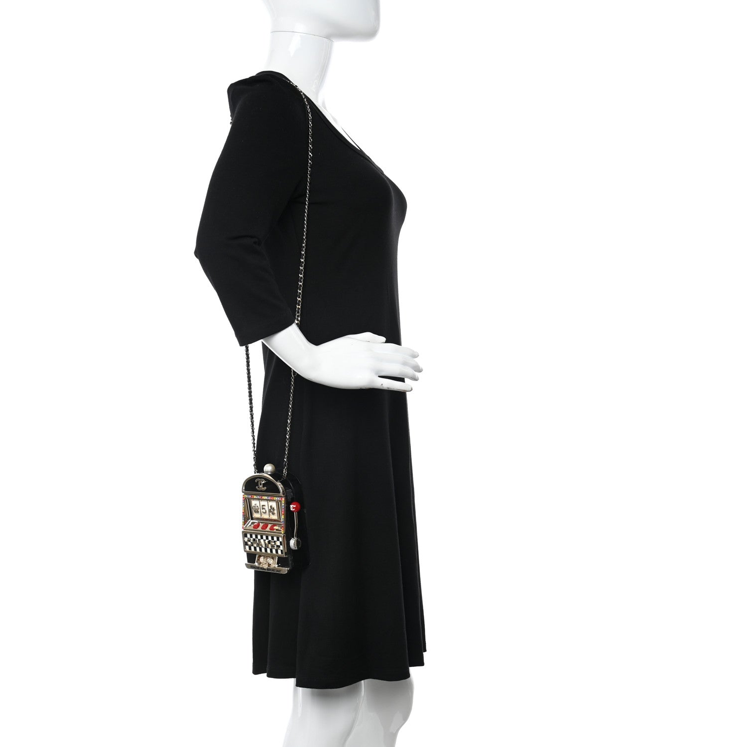 Chanel Resin Crystal Slot Machine Minaudiere Black Gold White Red 2 of 9