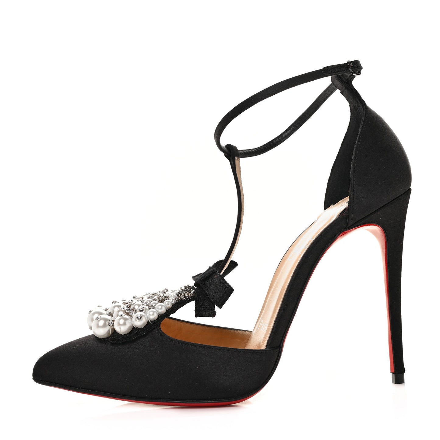 Satin Crystal Embellished Goyetta 100 Pumps 37 Black
