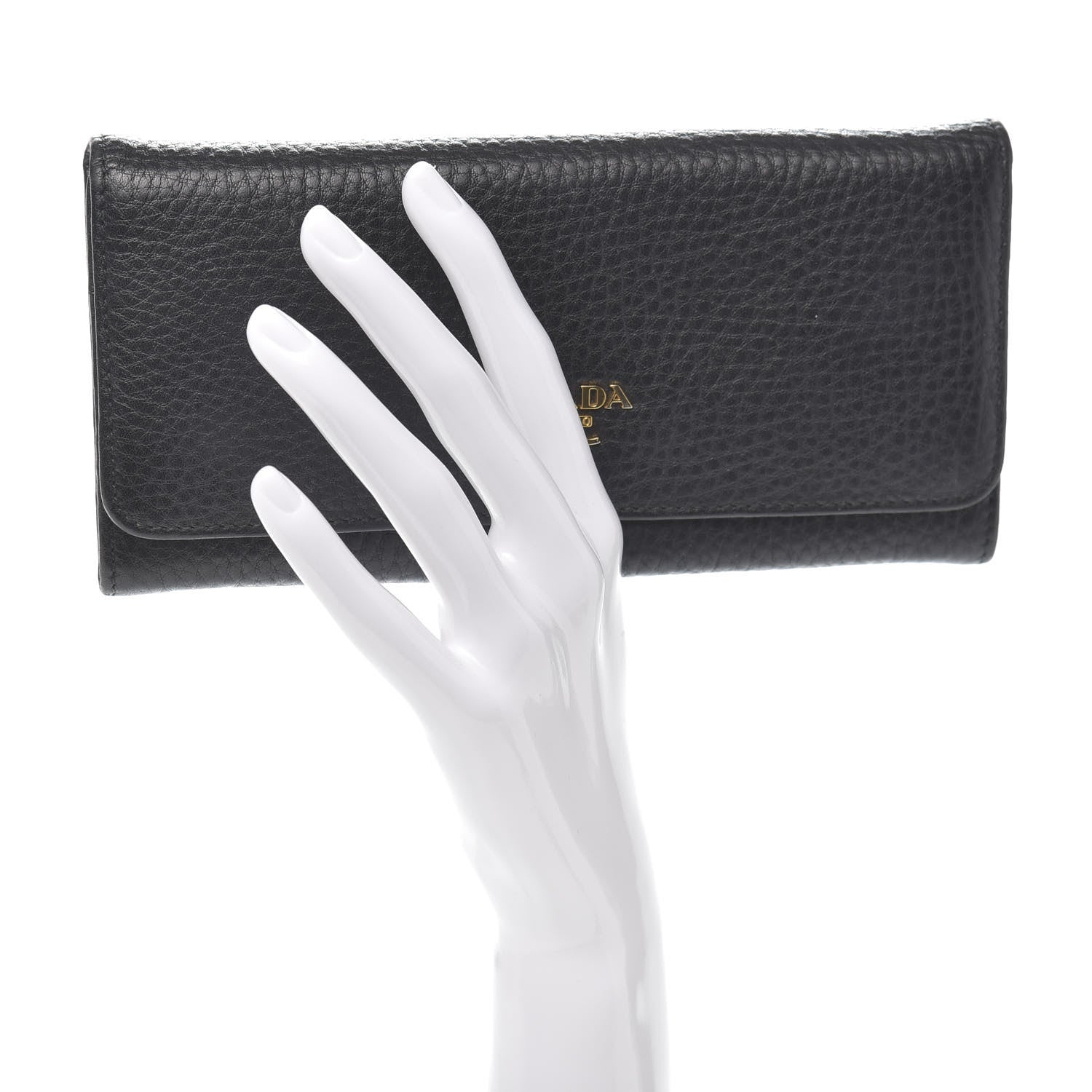 Prada Vitello Daino Continental Flap Wallet Black 2 of 6