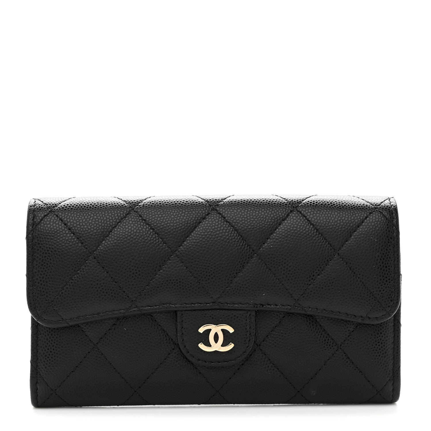 Chanel Caviar Quilted Medium Gusset Flap Wallet Black 1 of 8
