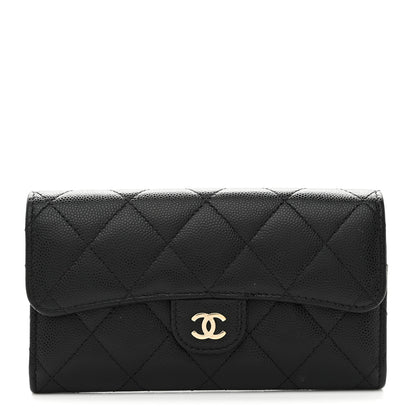 Chanel Caviar Quilted Medium Gusset Flap Wallet Black 1 of 8