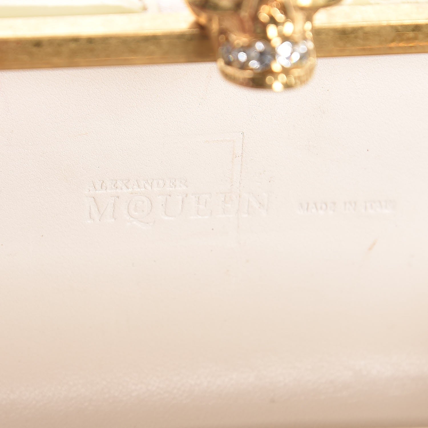 Alexander McQueen Patent Calfskin Britannia Skull Box Clutch White 6 of 7