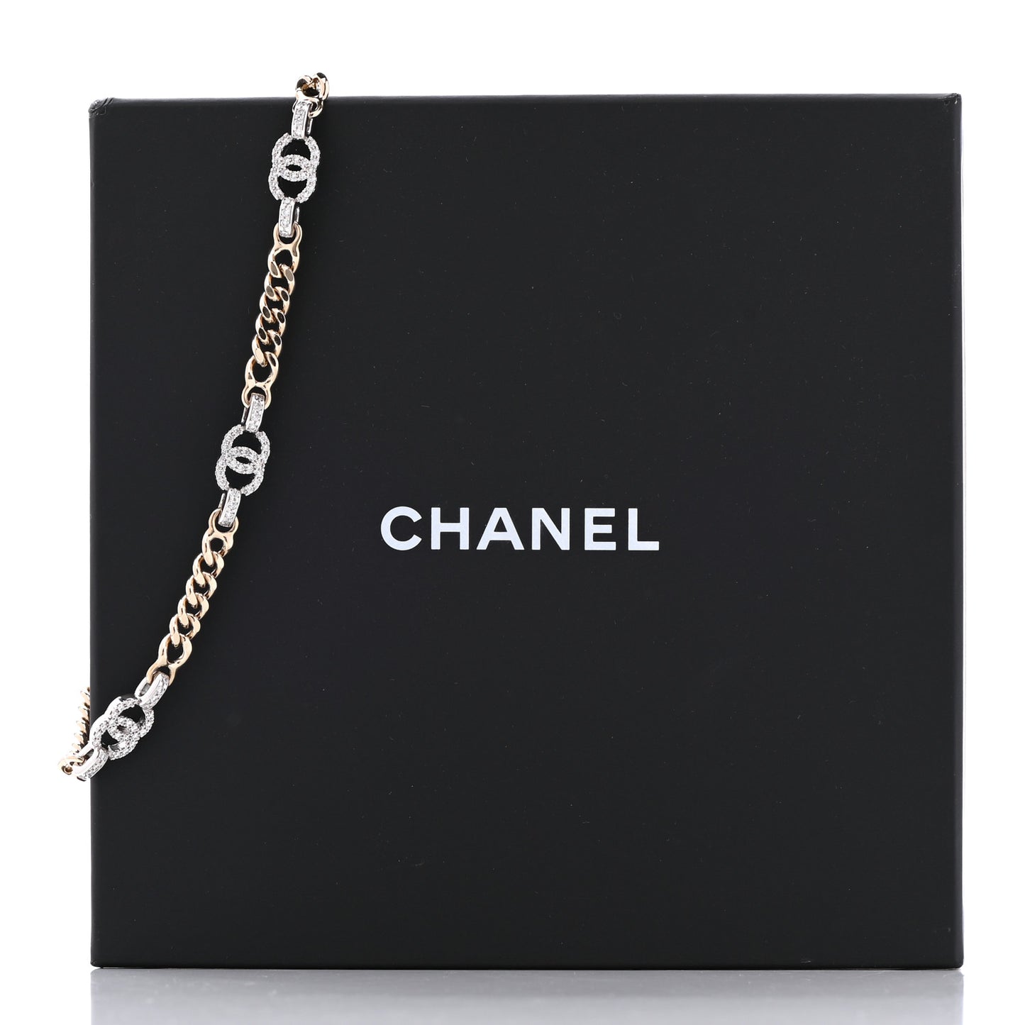 Crystal Chain CC Link Choker Gold Silver