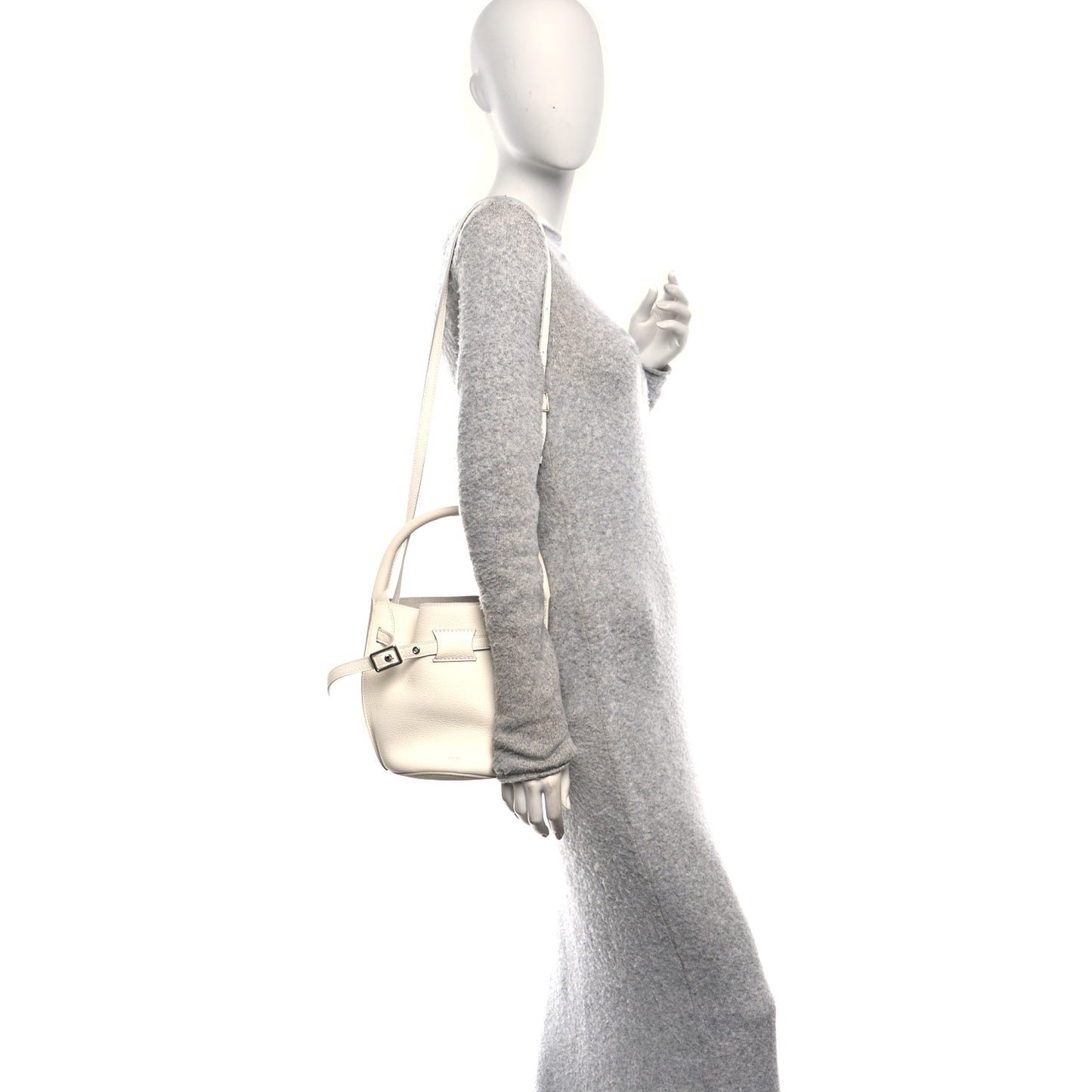 Supple Grained Calfskin Nano Big Bag Bucket White