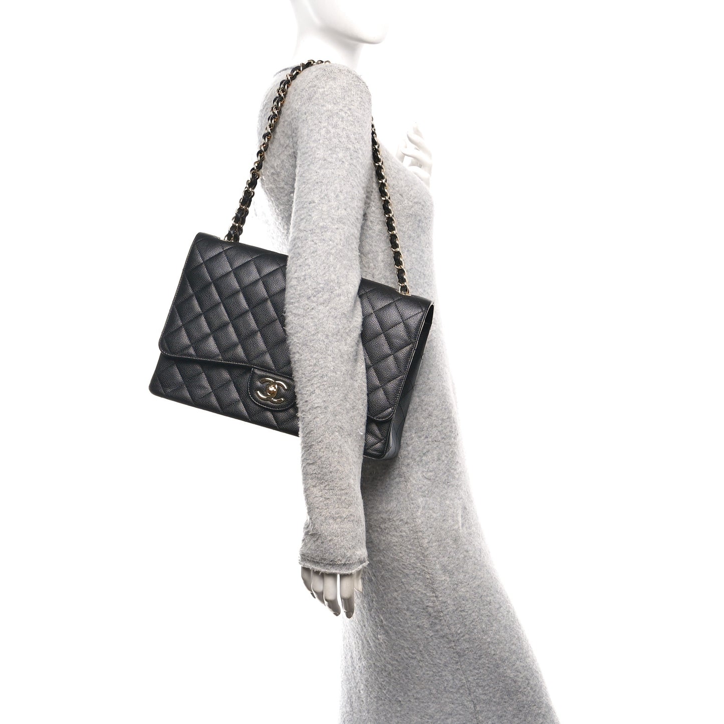 Caviar Quilted Maxi Double Flap Black