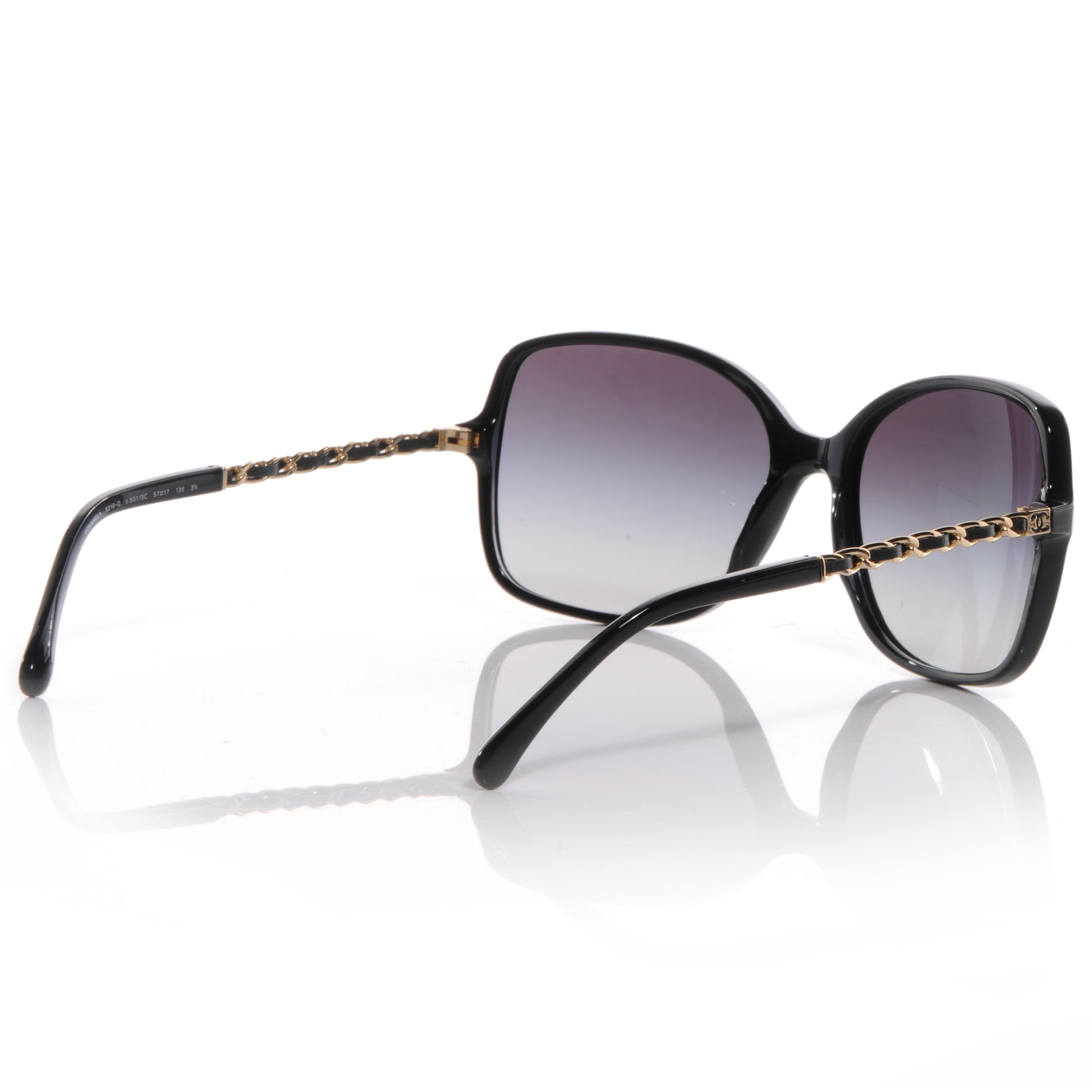 Chanel Acetate Lambskin Chain Square Sunglasses 5210-Q Black 2 of 4