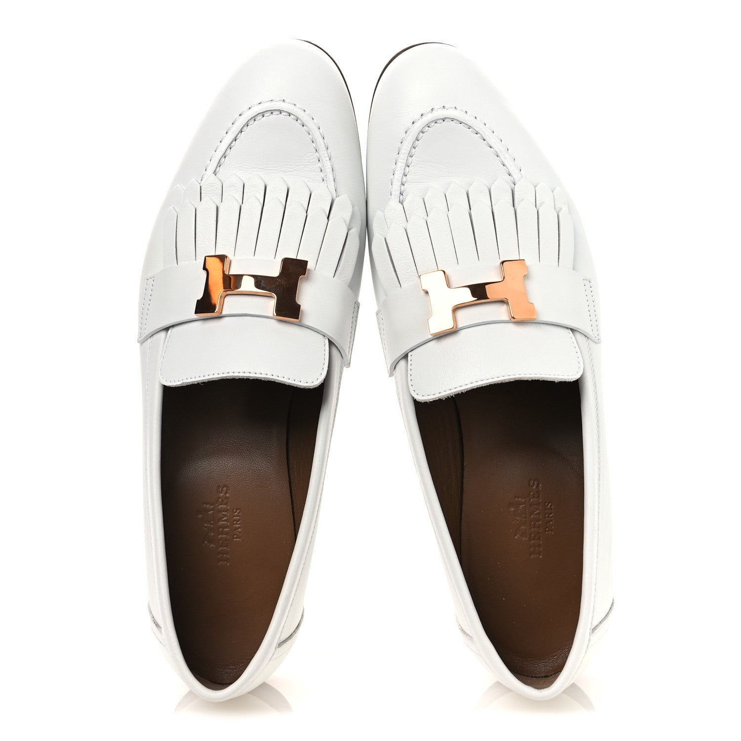 Hermes Calfskin Womens Royal Loafers 36 White 1816291 – FASHIONPHILE