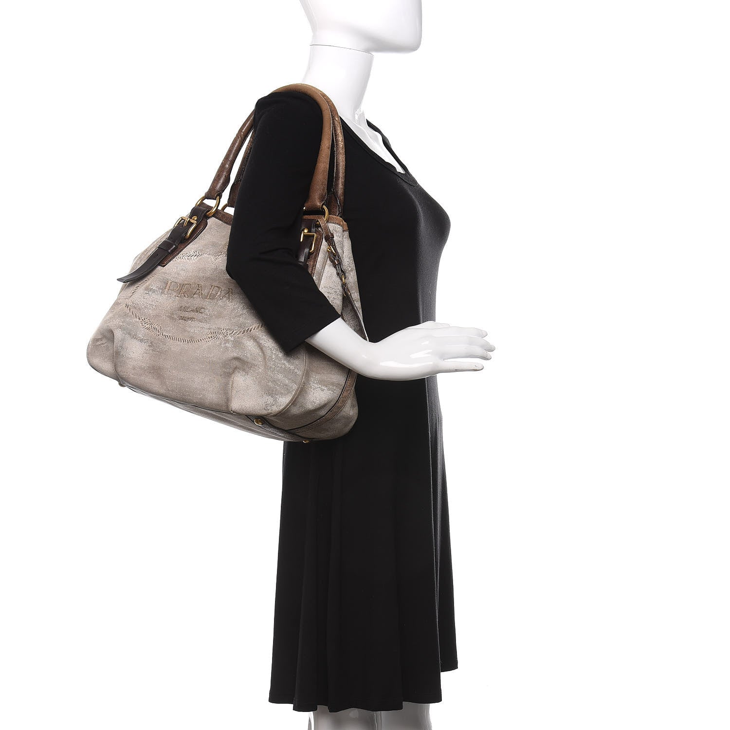 Prada Jacquard Logo Tote Bruciato Cera 2 of 21