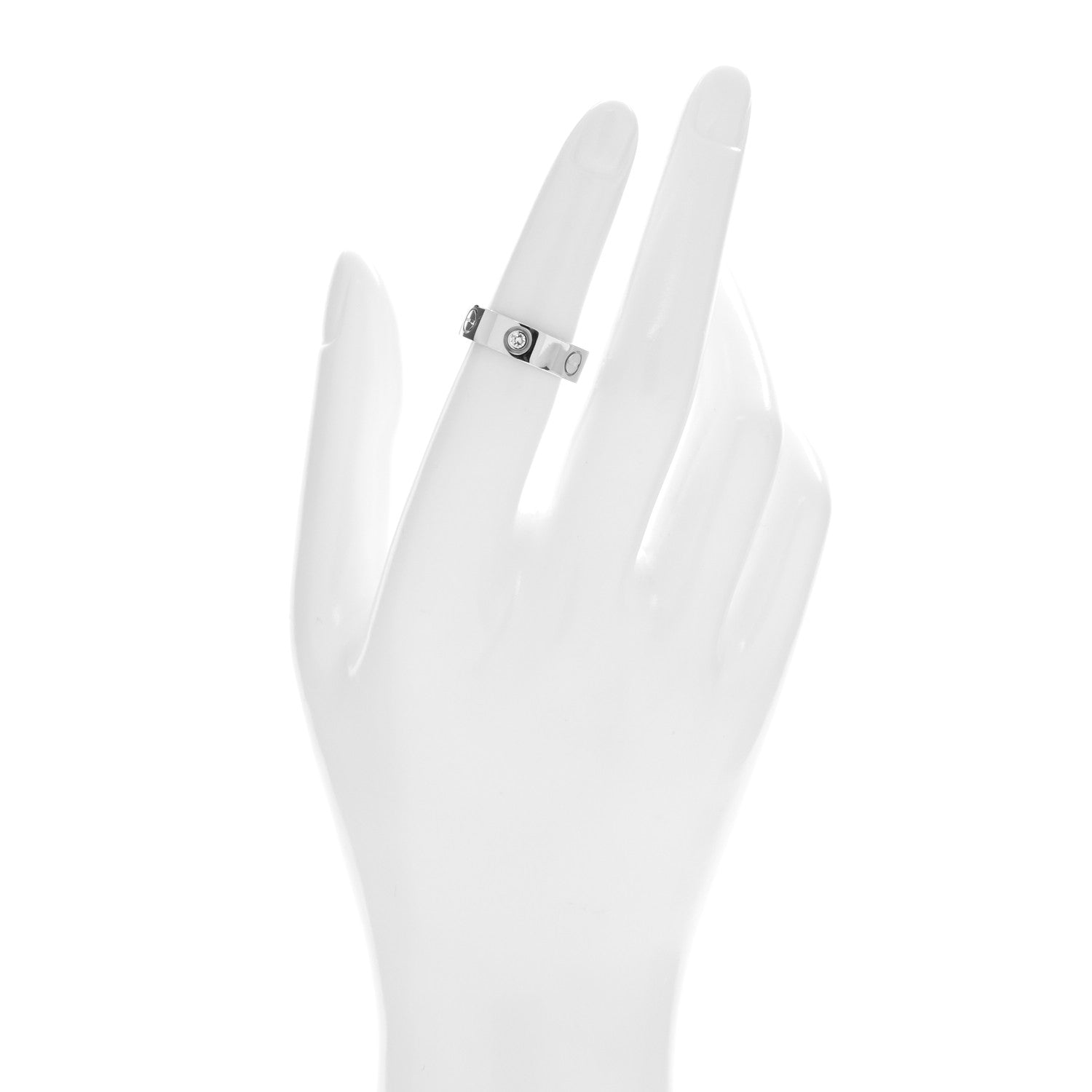 Cartier 18K White Gold 3 Diamond 5.5mm LOVE Ring 51 5.75 1 of 4